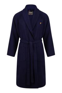 Премиальный синий халат с вафельной текстурой Lyle & Scott, синий