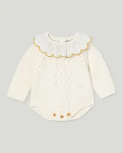 Детский комбинезон с вязаными длинными рукавами, узором араны и принтом по всей поверхности Coconut El Corte Inglés, белый