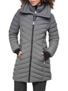 Пальто-пуховик с нагрудником DKNY, цвет Titan