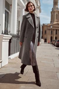 Двубортное пальто силуэта «песочные часы» с шерстью Love & Roses, серый