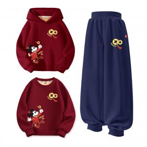 Детский костюм Tang с круглым вырезом и толстым воротником Disney, [thickened and fleece-lined]di wealth baoqi k бордовый+di bao cai k темно-синий +di wealth baoqi k бордовый