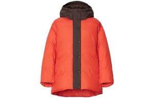 Женское широкое пуховое пальто с капюшоном Uniqlo, 29 оранжевый