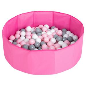 Selonis, складной сухой бассейн с шариками 6см розовый: бело-серо-розовый 80х23/300 шариков