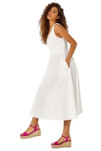 Хлопковое платье миди без рукавов с пуговицами Roman, белый