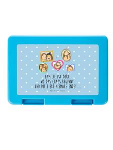 Mr. & Mrs. Panda Коробка для хранения с изображением семьи ежей и надписью, выполненная в пастельно-голубых тонах