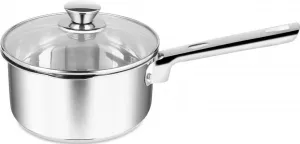 Кастрюля из нержавеющей стали 16 см со стеклянной крышкой - подходит для индукционной плиты и посудомоечной машины - идеально подходит для приготовления пищи и подогрева молока Markenlos