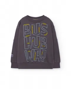 Детская толстовка с рисунком на передней части и круглым вырезом Boboli, темно-серый