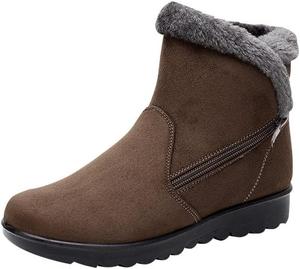 Женские зимние ботинки, снегоступы с теплым мехом, уютные модные ботильоны для женщин больших размеров, утепленные водонепроницаемые зимние ботинки для повседневной носки Qacksv, Brown