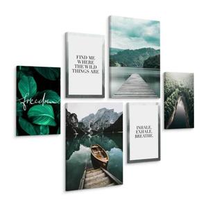 Картины на холсте Muralo Set Landschaften Zitate цвет grau/grün/weiß