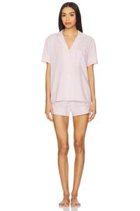 Комплект пижамы "shortie" Nautico от Eberjey, pale mauve & white