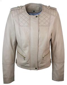Приталенная кожаная байкерская куртка TruClothing, бежевый