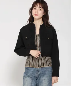 Укороченная джинсовая куртка с высоким воротником Vivid Lady, цвет Black