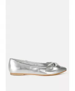 Женские балетки Bromelia с металлизированным бантом из искусственной кожи Rag & Co, серебро