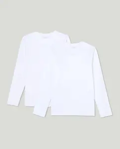 Набор из 2 базовых футболок с длинным рукавом для девочки Cotton Juice, белый