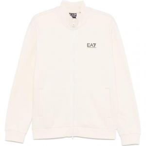 Свитшот с молнией и резиновым логотипом EMPORIO ARMANI, светло-бежевый