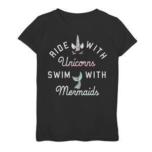 Футболка с рисунком русалок для девочек 7–16 лет Ride With Unicorn Swim With Mermaids Licensed Character