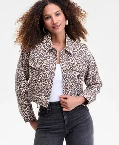 Женская джинсовая куртка с леопардовым принтом и шнуровкой I.N.C. International Concepts, коричневый