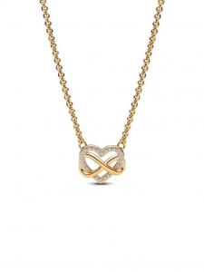 Ожерелье Pandora Sparkling Infinity Heart Collier Necklace, золото