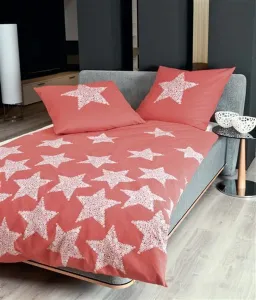 Постельное белье Janine Fine Flannel Davos 200x200 Stars Coral Red White 65018-01 Original Janine
