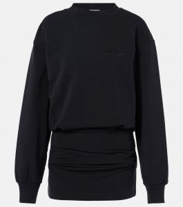 Платье-свитшот из хлопкового флиса The Attico, черный