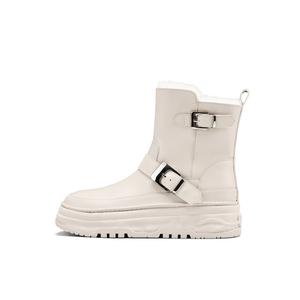 Женские короткие утепленные сапоги для снега с увеличенной высотой Boerdiqi, бежевый wool fleece-lined