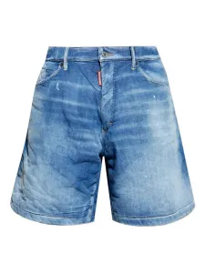 Джинсовые шорты с эффектом разбрызганной краски DSQUARED2, синий