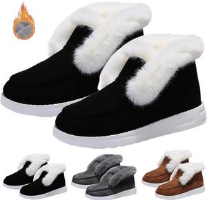 Женские зимние удобные ботинки выше щиколотки, теплые и комфортные повседневные снежные ботинки для женщин LJXWRF, Black