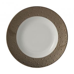 Bernardaud Ecume Суповая тарелка с платиновой оправой, серебряный