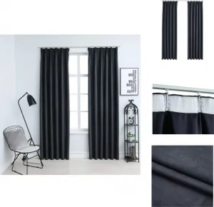 Плотные шторы с крючками, 2 шт., антрацит, 140x175 см - Шторы и портьеры vidaXL
