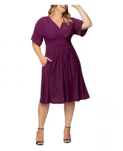 Платье миди силуэта А-силус Gia с карманами больших размеров Kiyonna, розовый