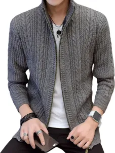 Кардиган Slim Fit с воротником стойкой и кабельной вязкой