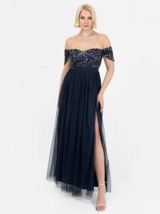 Платье макси из тюля с пайетками бордо Maya Deluxe, темно-синий