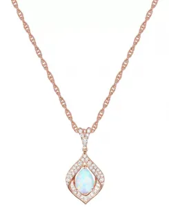 Ожерелье с подвеской 18 дюймов из стерлингового серебра (также с другими драгоценными камнями) в оправе из выращенных в лаборатории синих сапфиров (3/4 карата, tw) и выращенных в лаборатории белых сапфиров (1/3 карата, tw) Macy'S, opal