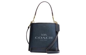 COACH Молли джинсовая сумка с кожаной отделкой ведро через плечо кроссбоди маленькая женская синяя