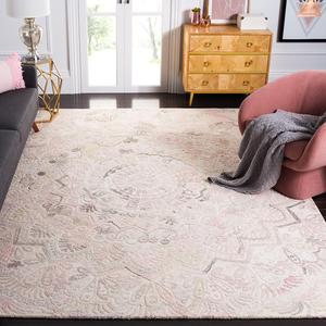 Ковер SAFAVIEH, 305 x 427 см, Marquee Collection, Beige & Ivory, ручной работы Mandala Medallion Wool, идеален для помещений с высокой проходимостью в гостиной, спальне (MRQ110B)