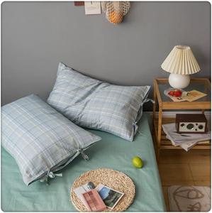 DUYHBAWRS Комплект постельного белья Washed Plaid Cotton для девочек в спальню кремовый микс-энд-мэтч