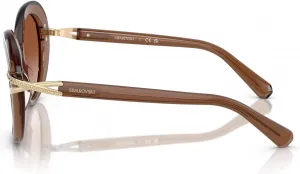 Женские солнцезащитные очки Swarovski Sk6026f с низкой переносицей и оправой в форме бабочки, Transparent Brown/Gradient Brown