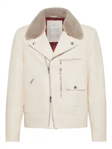 Куртка с меховым воротником Brunello Cucinelli, нейтральный