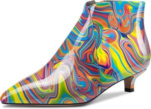 Женские ботильоны Aachcol с коротким голенищем, заостренным носком, низким каблуком-кисочкой с молнией, деловая обувь высотой 3,8 см, Multicolorido N