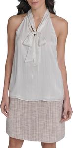 Женский тканый топ без рукавов с завязкой на шее от Calvin Klein, Cream