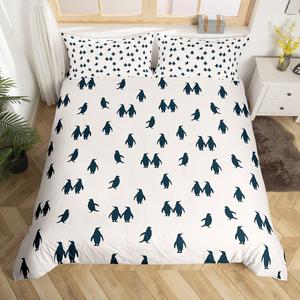 Erosebridal Комплект постельного белья Penguin с принтом полярных животных и морских обитателей, Black White