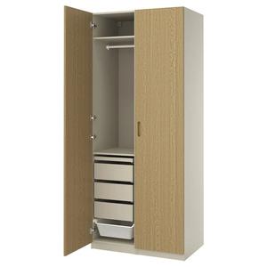 Гардероб PAX/TONSTAD IKEA, 100x60x236 см, цвет grey-beige/oak veneer