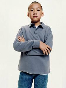 Детский хлопковый поло с длинными рукавами и воротником Mango