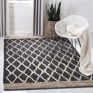 SAFAVIEH коллекция натуральных волокон ковер 275 x 366 см - , Charcoal, ручной работы бохо марокканский решетчатый jute, идеально для помещений с высокой проходимостью в гостиной, спальне (NF951H)