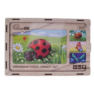 Деревянный пазл 4 в 1 с насекомыми PuzzleOK