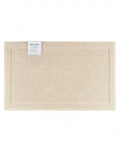 Текстурированный тканый хлопковый коврик для ванной с противоскользящей подкладкой Arkwright Home, миндальный