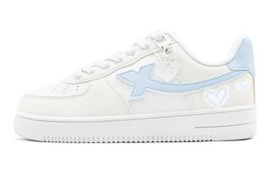 XTEP Кроссовки Air Force One с низким верхом, противоскользящие, износостойкие, для скейтбординга, мужские, белые, бежево-синие