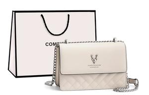 Кожаная сумка с аппликацией из искусственной кожи маленькая квадратная цепная сумка через плечо женская бежевая COMELY