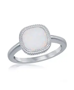 Кольцо из стерлингового серебра с квадратной белой инкрустацией и синтетическим опалом Caribbean Treasures, white
