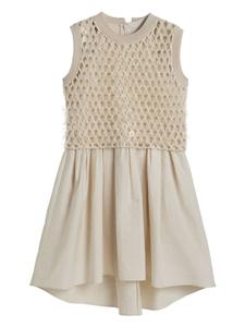Brunello Cucinelli Kids платье Dazzling с вышивкой, нейтральный цвет